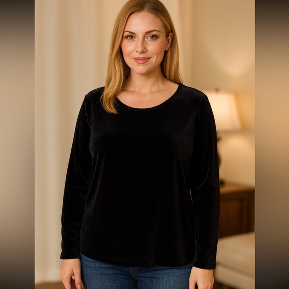 Boden Tops - Boden Women's Size 18 Black Velvet Round Neck Long Sleeve Lined Work Wear